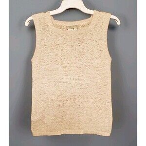 Vtg Sleeveless Tank Top Woven Super Stretch Shirt Coldwater Creek Tapeyarn SMALL